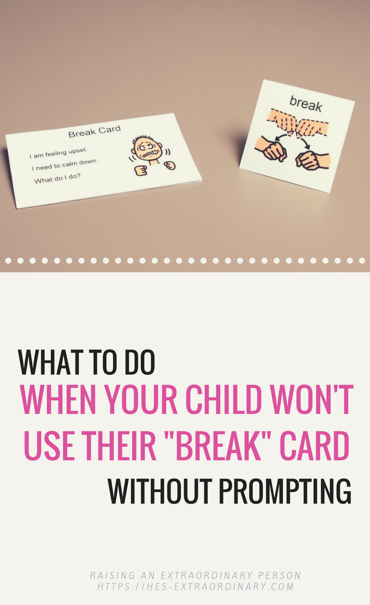 What to do when your child won't use their break card without prompting - Try this behavior management strategy instead #SocialSkills #LifeSkills #VisualSchedules #Autism #AdviceforMoms #AdviceForTeachers #AutismClassroom #SpecialEducation #SelfRegulation 