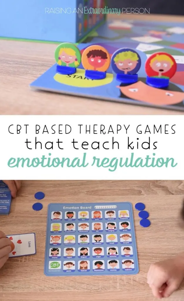 Playing CBT - 15 Therapy Games for Kids all in one box. These therapy games help children with social-emotional development including emotional regulation skills. 