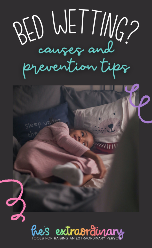 child laying in bed, about to do to sleep -  bedwetting prevention