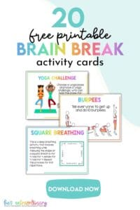 Brain Breaks for Kids - 20 Printable Activity Cards