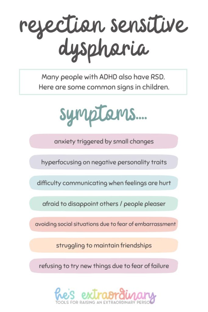 ADHD & RSD, list of symptoms of rejection sensitive dysphoria