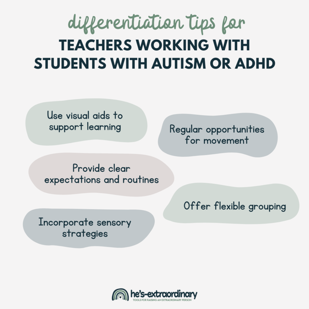 differentiation tips for teachers working with students with autism or adhd