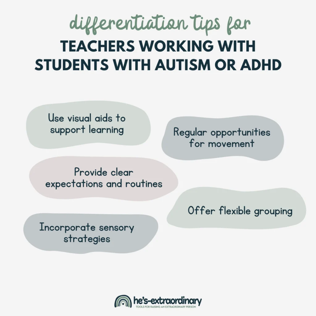 differentiation tips for teachers working with students with autism or adhd