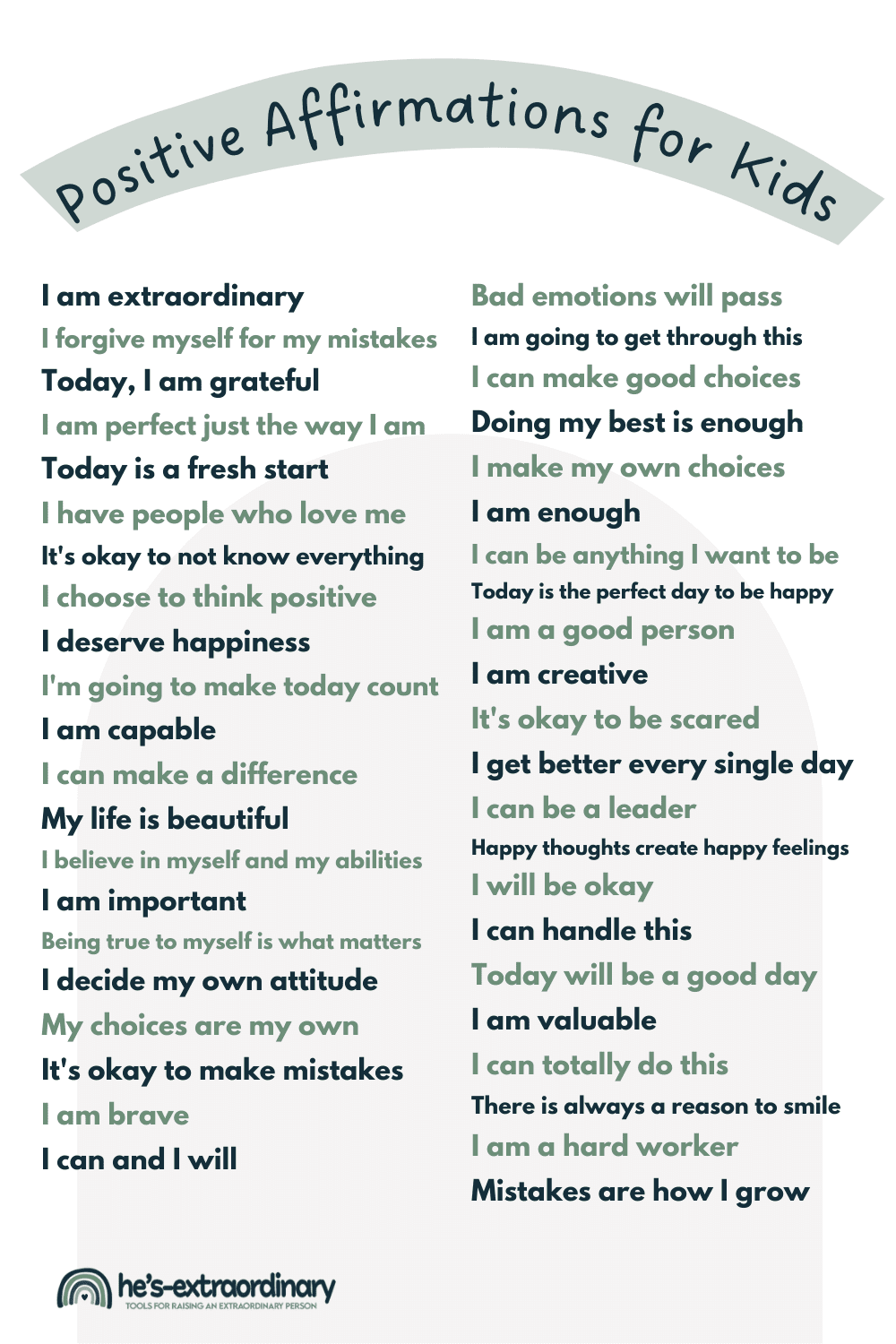 Positive Affirmations for Kids