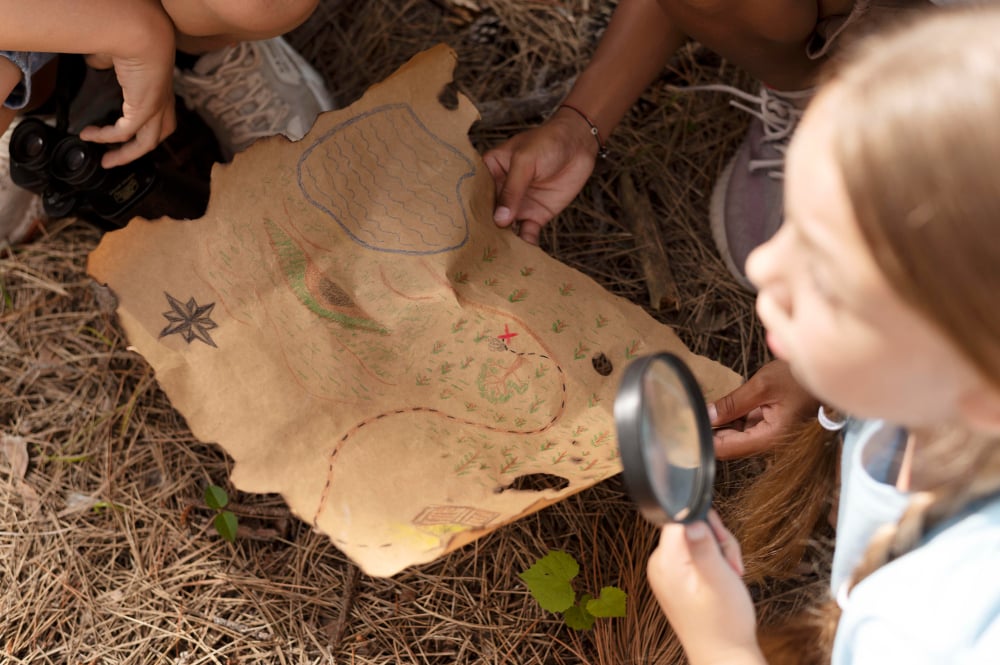 kids participating in a scavenger hunt